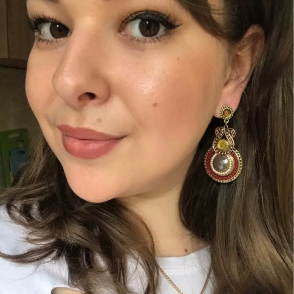 Vintage Beaded Statement Earrings - Picture 4 of 9